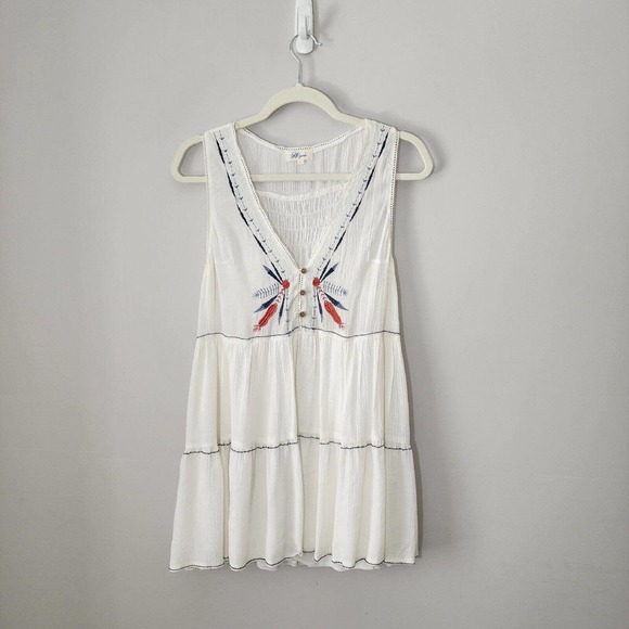 Anthropologie White Boho Embroidered Tunic Top Size Large - Picture 5 of 10